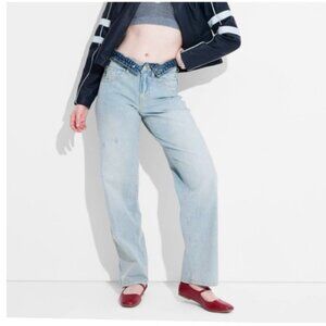 NWT Wild Fable Layered Top 90s Relaxed Straight Mid Rise Jean Size 8 EASYRIGID